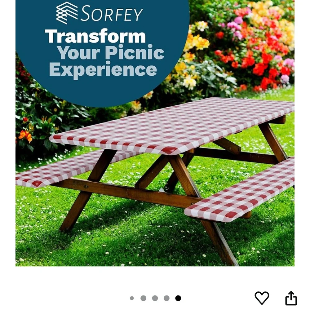 Blue and White Fitted Vinyl Picnic Table & Bench Cover 30”x72”